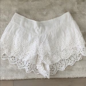 Urban Outfitters White linen eyelet shorts